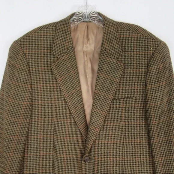LAUREN RALPH LAUREN Lambswool Houndstooth Plaid Blazer Men Size 40S - Picture 3 of 12